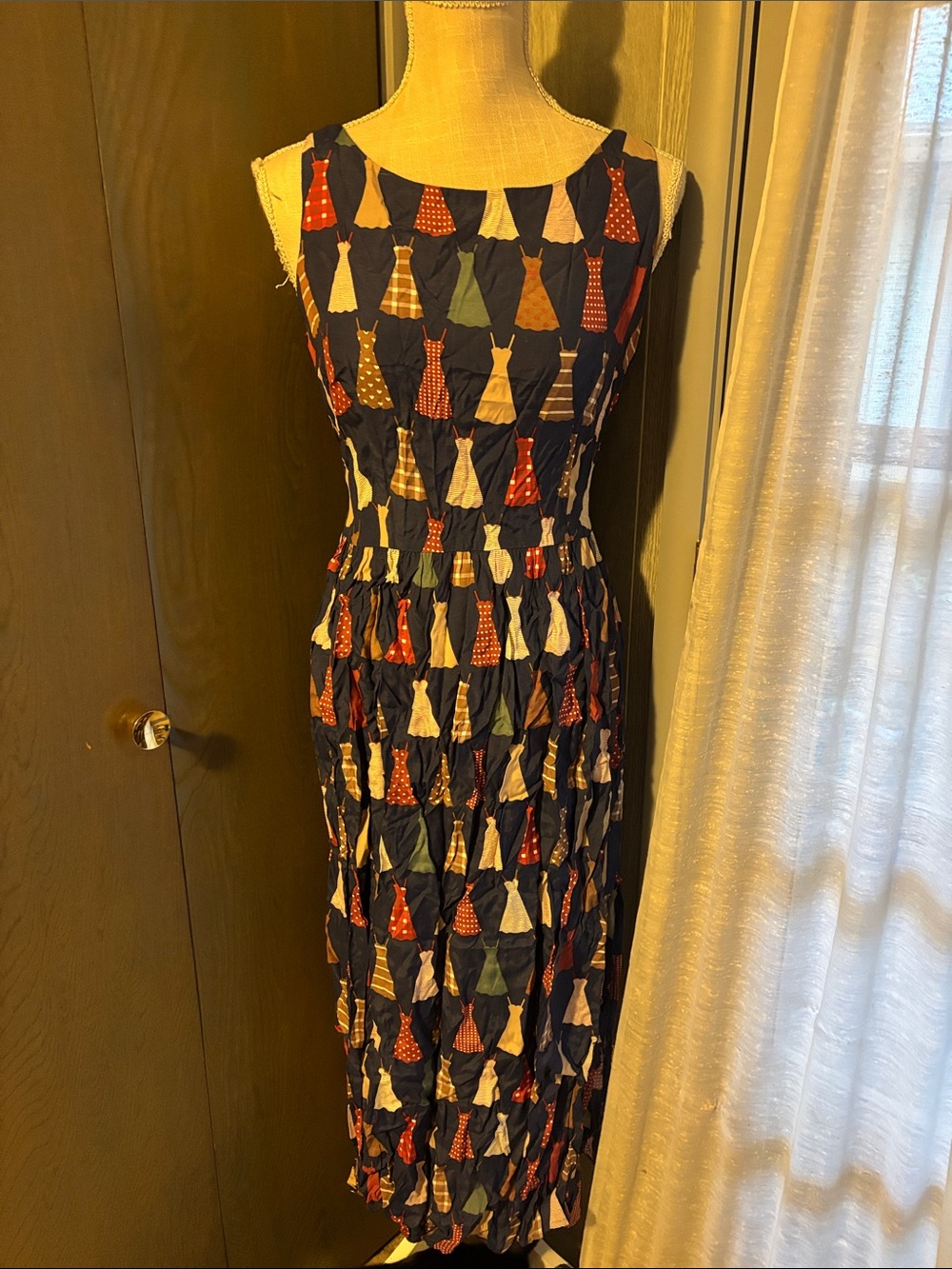 Vintage Karin Steven’s Novelty Print Dresses Midi Dress Rayon Sleeveless